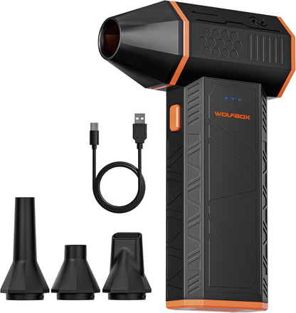 WOLFBOX MF50 Compressed Air Duster-110000RPM Super Power Electric Air Duster, 3-Gear Adjustable Mini Blower with Fast Charging, Dust Blower for Computer, Keyboard, House, Outdoor and Car