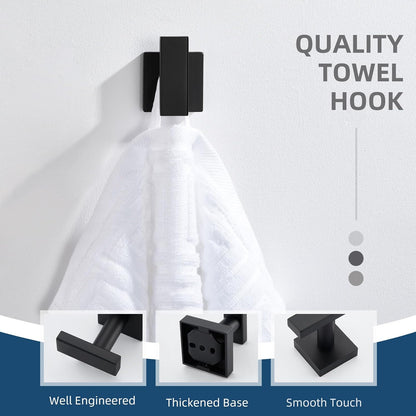 Angle Simple Towel Hook for Bathroom, Stainless Steel Hand Towel Coat Hook for Wall, Matte Black
