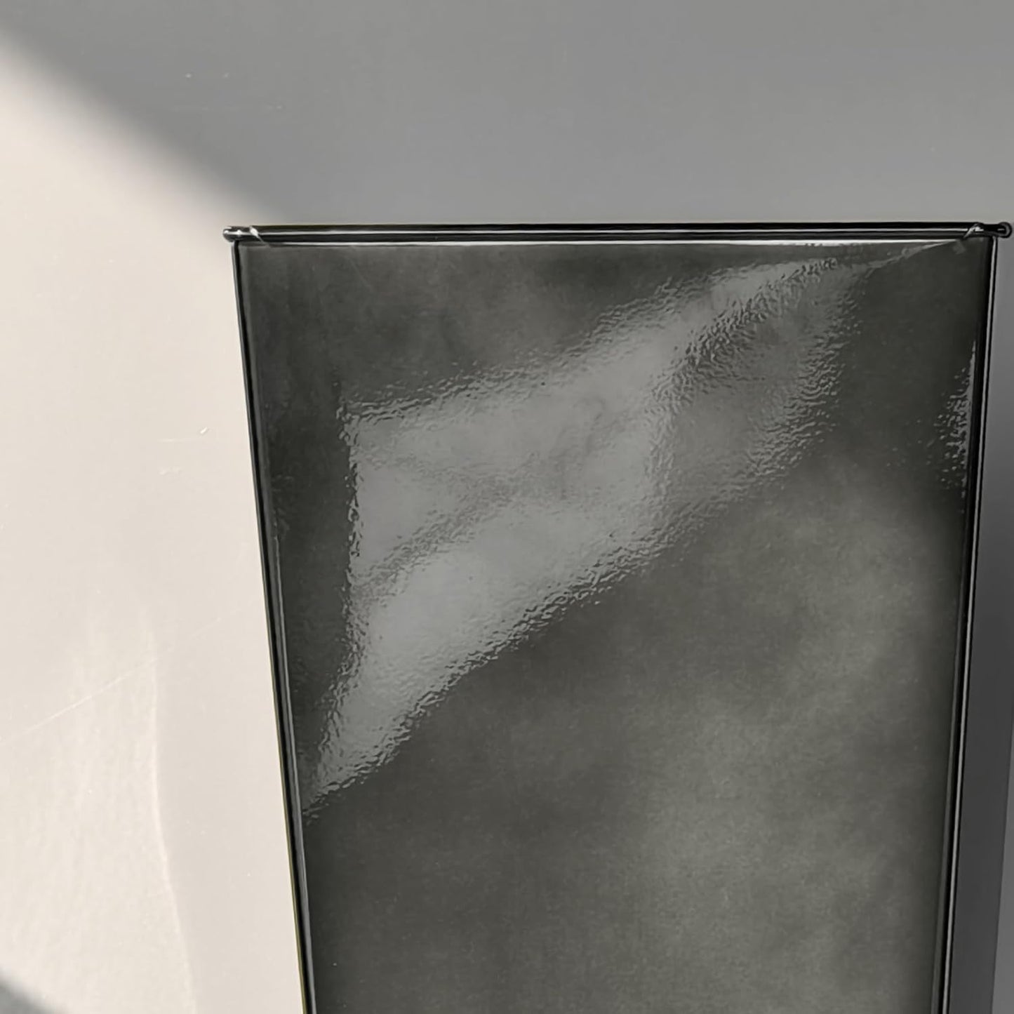 KOL 25''H. Bright Glazed Planter with Drainage Hole, Set of 2, Tall Galvanized Steel Planter Pots with Saucer for Indoor & Outdoor Use, Decorative Flower Plant Pots for Porch, Patio, Deck - Black