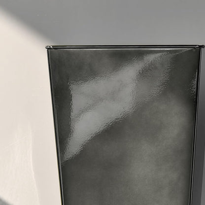 KOL 25'' & 28'' Tall Glazed Planter with Saucer, Set of 2, Galvanized Steel Planter Metal Pots for Indoor & Outdoor Use, Decorative Flower Plant Pots with Drainage Hole for Porch, Patio, Deck - Black