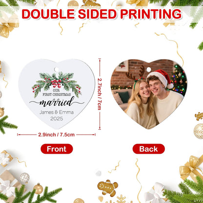 Personalized Photo Christmas Ornaments Double-Sided Metal Custom Picture Christmas Ornament 2024, Customized Xmas Tree Decorations Memorial Gifts for Kids Couples Family Friends Pet