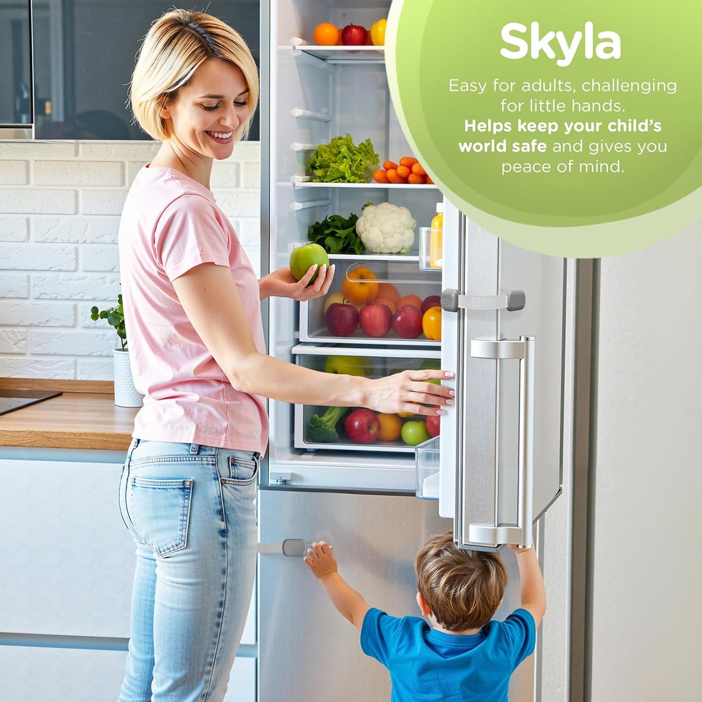 Baby Proofing Child Safety Locks (2 Pack) by Skyla Homes - The Safest, Quickest and Easiest 3M Adhesive Cabinet Latches, No Screws & Magnets, Multi-Purpose for Furniture, Kitchen, Ovens, Toilet Seats