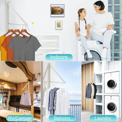 Retractable Clothes Drying Rack,Space Saver Wall Mounted Folding Hanger for Laundry Room, Closet Storage Organization, Easy Installation Aluminium Dryer 1pcs