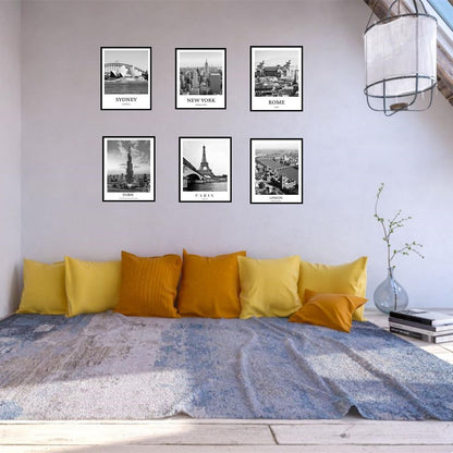 ELEVENSPACE Black And White Wall Art Decor,New York, London, Tokyo, Paris, Eiffel Tower Wall Decor Art,Modern Boho Wall Art for Living Room Bedroom Prints Poster,8x10 Inch Set of 6,Unframed