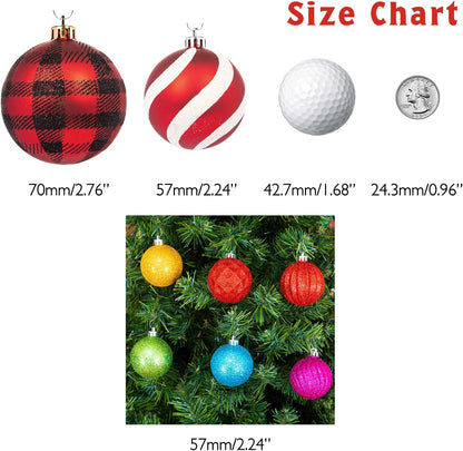 Every Day is Christmas Ornaments, Shatterproof Christmas Tree Ornament Set, Christmas Balls Decoration 50 Count (2.24"/57mm, Textured Rainbow)