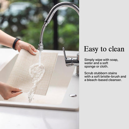 Placemats Set of 12 - Easy Clean Woven Vinyl Placemat for Dining Table, Indoor/Outdoor Place Mats, Washable PVC Table Mats（Beige）