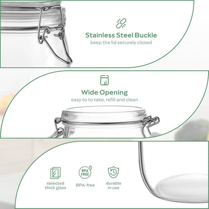 Glass Food Storage Jars with Airtight Lids 25 oz Round 4 Pack Kitchen Storage Containers Cabinet Canisters Sealed Pot Canning for Pasta, Cereal, Coffee, Beans, Spice