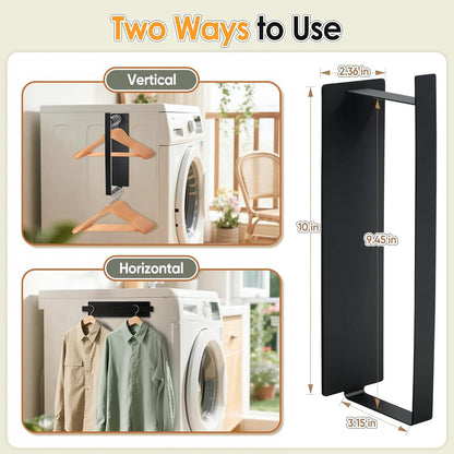 Magnetic Hanger Organizer, Strong Magnetic Hanger Holder for Washing Machine Dryer, Laundry Room Organization Space Saving Hangers Storage Rack Stacker, Black