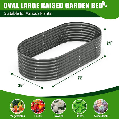 A ANLEOLIFE 6X3X2 ft Galvanized Raised Garden Beds Outdoor-4 Pack, Oval Large Metal Deep Root Planter Box for Planting Vegetables Flowers Herb, Anti-Rust & Easy-Setup, Quartz Grey