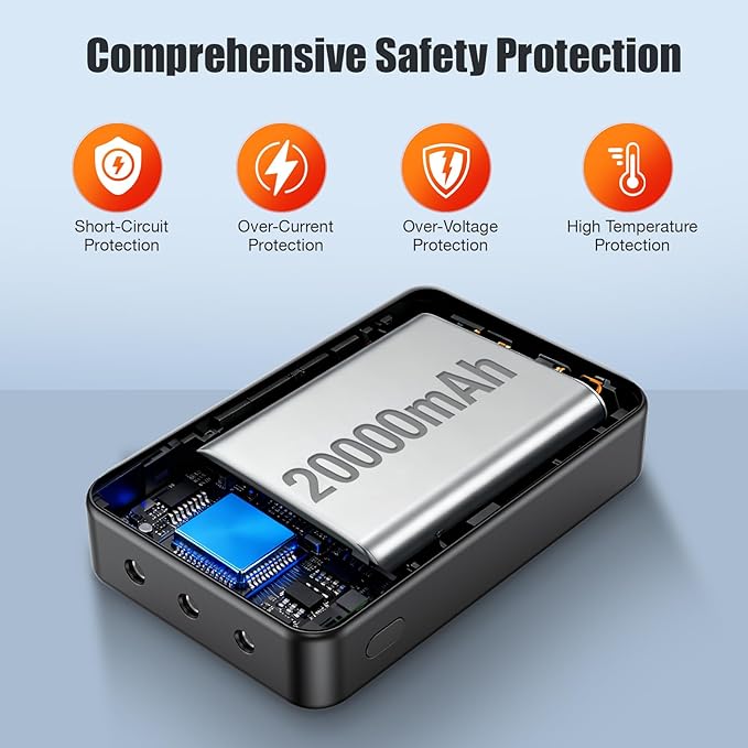 20000mah 7.4V Battery Pack for Heated Vests Jackets Suit for ORORO,Venustas, 5V2A Rechargeable Power Bank for Heated Vests Jackets Hoodies Pants Coat for Men Women Heating Vest