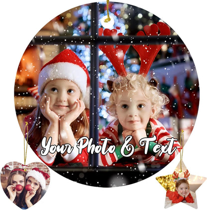 Personalized Christmas Ornaments 2025 w/Picture,Double-Sided Ceramics Custom Christmas Ornament - Upload Any Photo,Optional Text - Picture Ornaments,Customized Xmas Ornament,Round