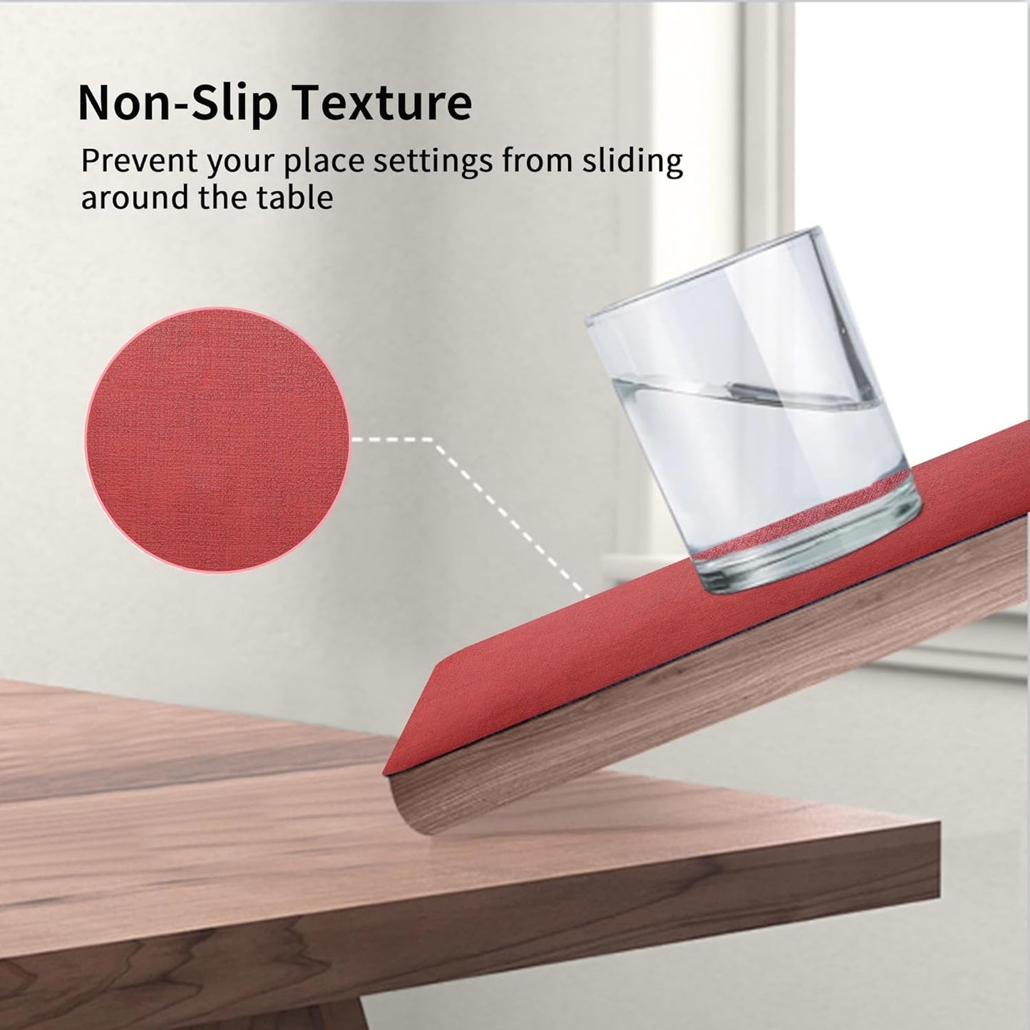 Maxpearl Faux Leather Placemats Set of 4, Waterproof - Wipe Clean - Heat Resistant - Anti Slip Dining Table Place Mats, Suitable for Indoor & Outdoor Use, 17’’×12’’, Red