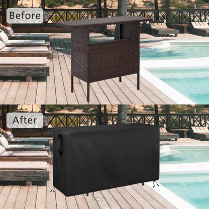 Kingling Outdoor Table Cover for Outdoor Bar Table, 55 Inch Waterproof Patio Bar Table Cover for Outdoor Prep Tables - 55''L x 19''W x 36''H