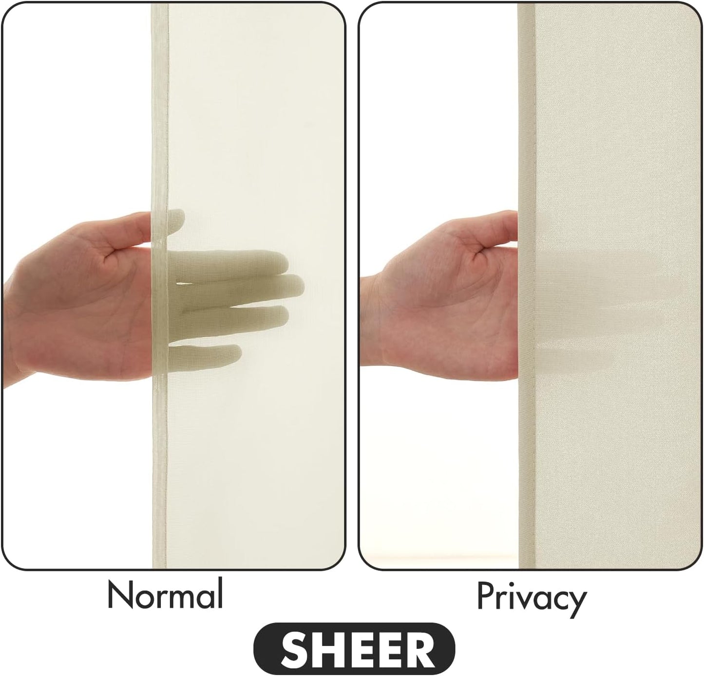 MIULEE Cream Beige Privacy Sheer Curtains That Let Light in 72 Inches Long Non-See-Through Semi Sheer Curtain Light Filtering Window Curtains Drapes for Living Room Bedroom 2 Panels Set 42 X 72