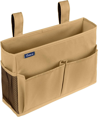 Surblue Bedside Caddy Hanging Organizer Bedside Storage Bag for Bunk and Hospital Beds (Small, Khaki)