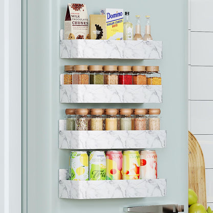 Magnetic Spice Rack for Refrigerator, Kitchen Organizer and Storage Shelf, Marble(4 Pack)