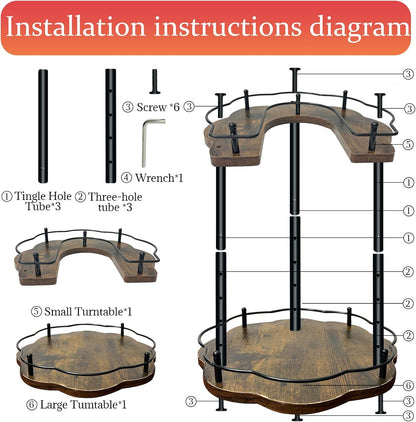 2 Tier Lazy Susan Organizer,2-Tier Spinning Spice Rack with Stable Carousel Base & 4 Height Settings for Cupboard Kitchen Countertop Dining Table Cupboard (Petal Shape)