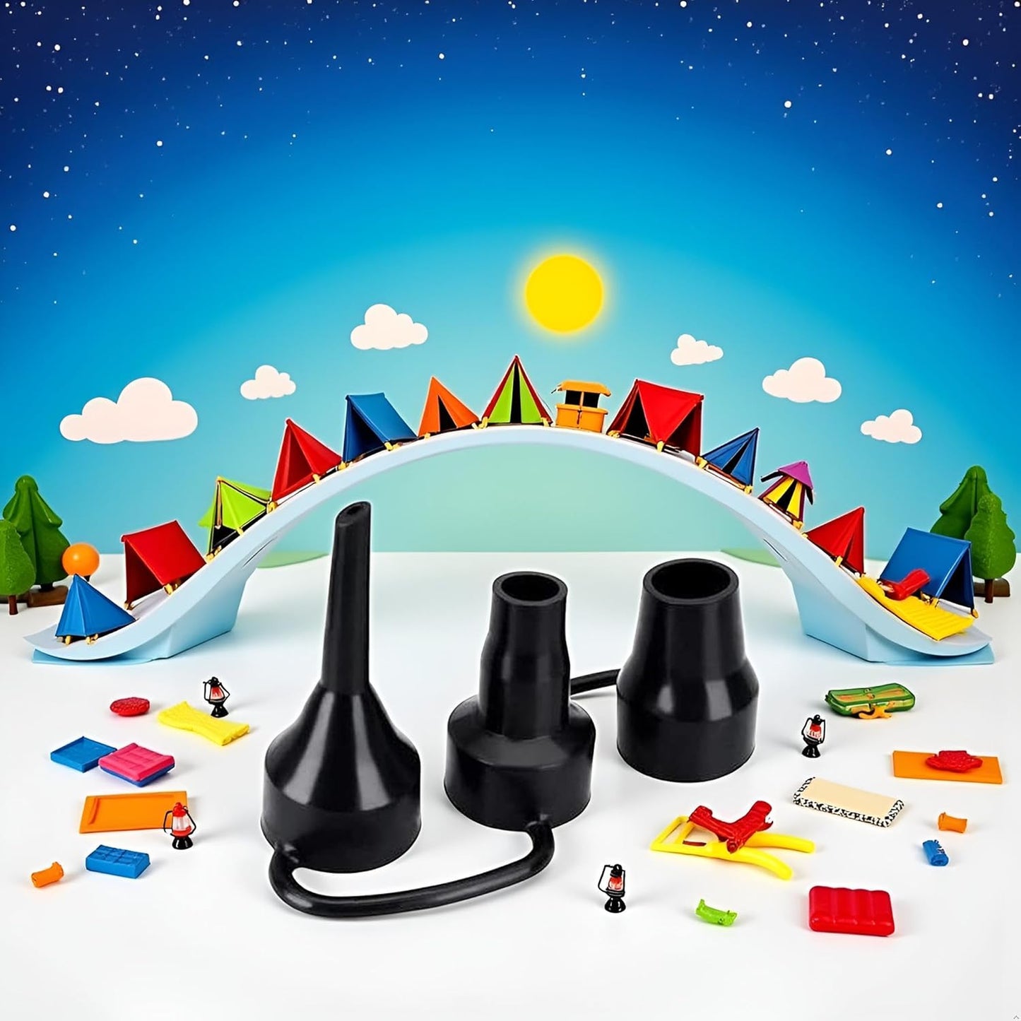 3 Sizes Black Air Pump Replacement Nozzles, Inflatable Pump Nozzles Head, Plastic Pump,Air Pump Inflator Adaptor Accessory for Partial Air Bed,Air Mattress Air Mattresses and Accessories