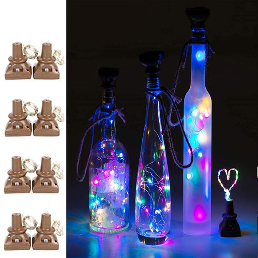 ZNYCYE Upgraded 8 Pack Solar Powered Wine Bottle Lights 20 LED Colored Starry Cork Light Fairy Cork String Craft Lights for Wedding Christmas Outdoor Holiday Garden Decor (Multi Color)