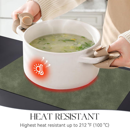 MOSAYT Vinyl Placemats Set of 4-12 X 17 Inch - Faux Leather 100% Waterproof Oil-Proof Wipeable PU Place Mats, Heat Resistant Reversible Table Mats for Kitchen, Dining, Outdoor (Olive Green)