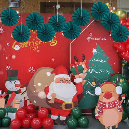 Green Birthday Decorations,DIY Green Paper Fans Hanging Decoration ,Party Supplies Party Fans 8in, Cactus Party Decorations,Wedding Graduation Events Accessories 30 Color DIY Set (Blackish Green)