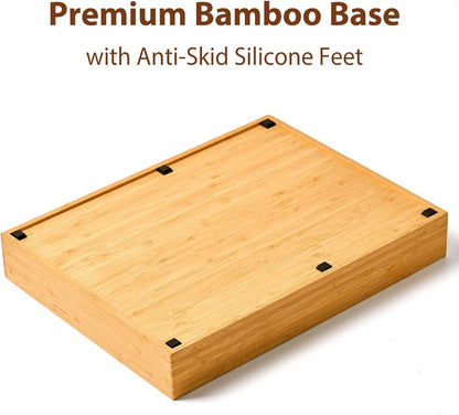 Umilife Bamboo Kitchen Utensils Organizer, 13 Inch Drawer Dividers for Silverware, Extra Deep Holder, with Non-Slip Feet, Wood Caddy for Flatware Cutlery