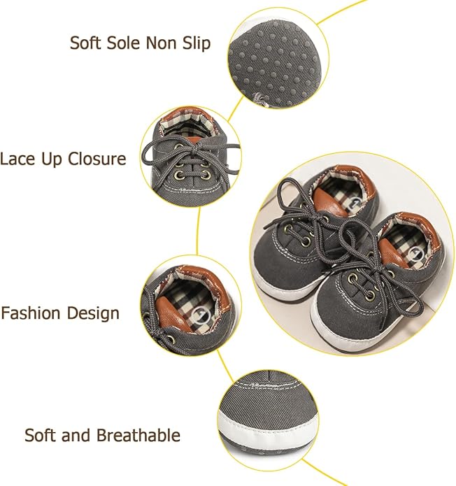 Morbido Infant Baby Boys Girls Canvas Sneaker Toddler Slip On Anti Skid Newborn First Walkers Candy Shoes for 0-18 Months