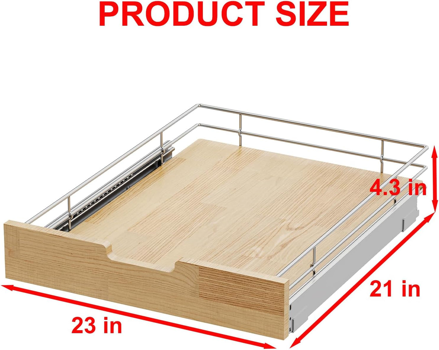 Pull Out Cabinet Organizer,Heavy-Duty Slide Out Shelf, Wood And Wire Basket, Pull Out Drawer for for Kitchen Under Sink Space, Pantry, Bathroom (23 * 21 WM)