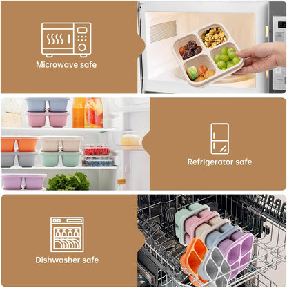 7 Pack Bento Lunch Box ，4 Compartment Snack Containers，Divided Meal Prep Lunch Containers, Kids/Toddle/Adults,Food Storage for School, Work and Travel