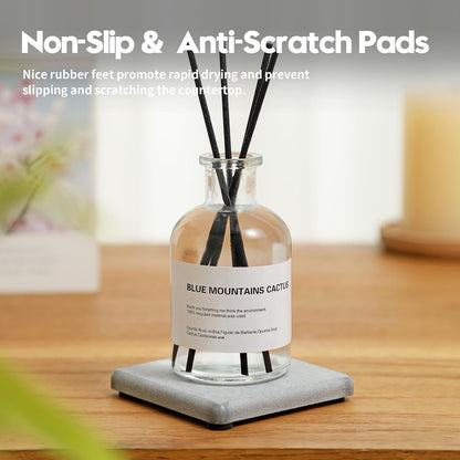 4PCS Bathroom Sink Vanity Trays, Diatomaceous Earth Quick Stone Drying Mat Kitchen Counter Dish Soap Dispenser Sponge Holder, Water Absorbing Caddy Organizer for Bottle & Cup, Light Gray