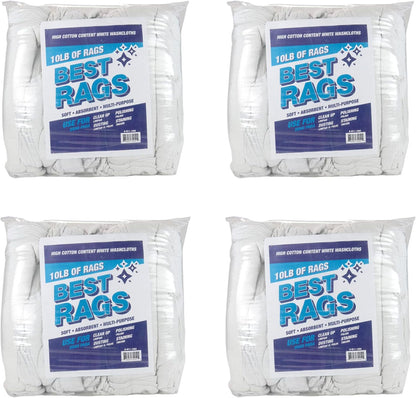 Arkwright W11 Terry Cloth Towels for Cleaning - Case of 4 - Soft Cotton Blend Washable Multi-Purpose Bar Mop, Absorbent & Quick Dry, Bulk Bag of Rags for Kitchen, Auto Shop, and Garage, 10 lb, White