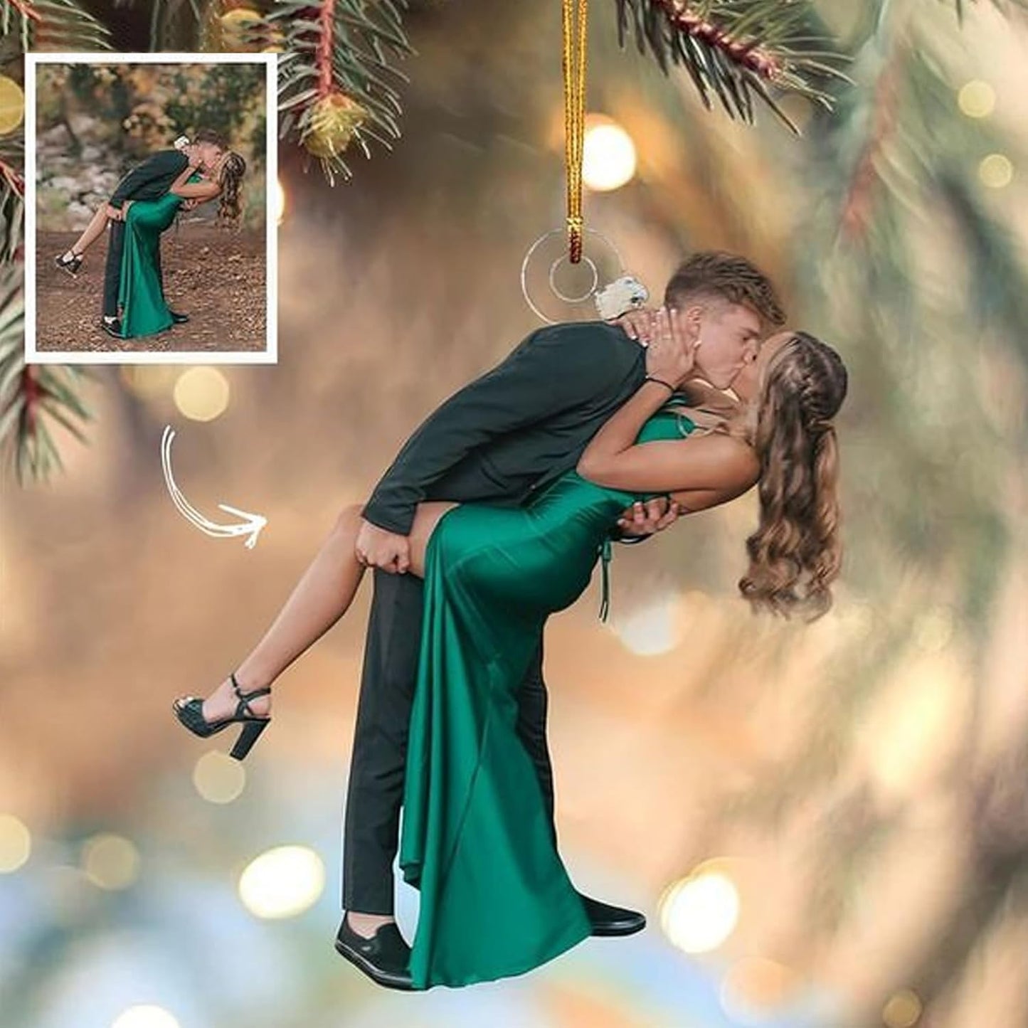 NAZENTI Personalized Couple Photo Ornament, Couple Keychain Gifts for Boyfriend Girlfriend Him Her, Faceless Portrait Ornament, Couple Gift for Anniversary, Birthday, or Valentines Day
