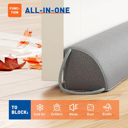 MAGZO Door Draft Stopper 30 Inches, 2 Pack Weighted Triangular Door Snake for Winter Noise Blocker with Hook Loops,Gray