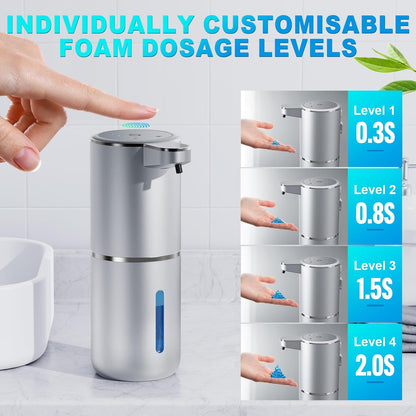 Automatic Liquid Soap Dispenser,380ml Wall Mount Touchless 4 Gear Adjustable Electric Liquid Soap Dispenser,USB Rechargeable with Sensor for Bathroom,Kitchen,Office