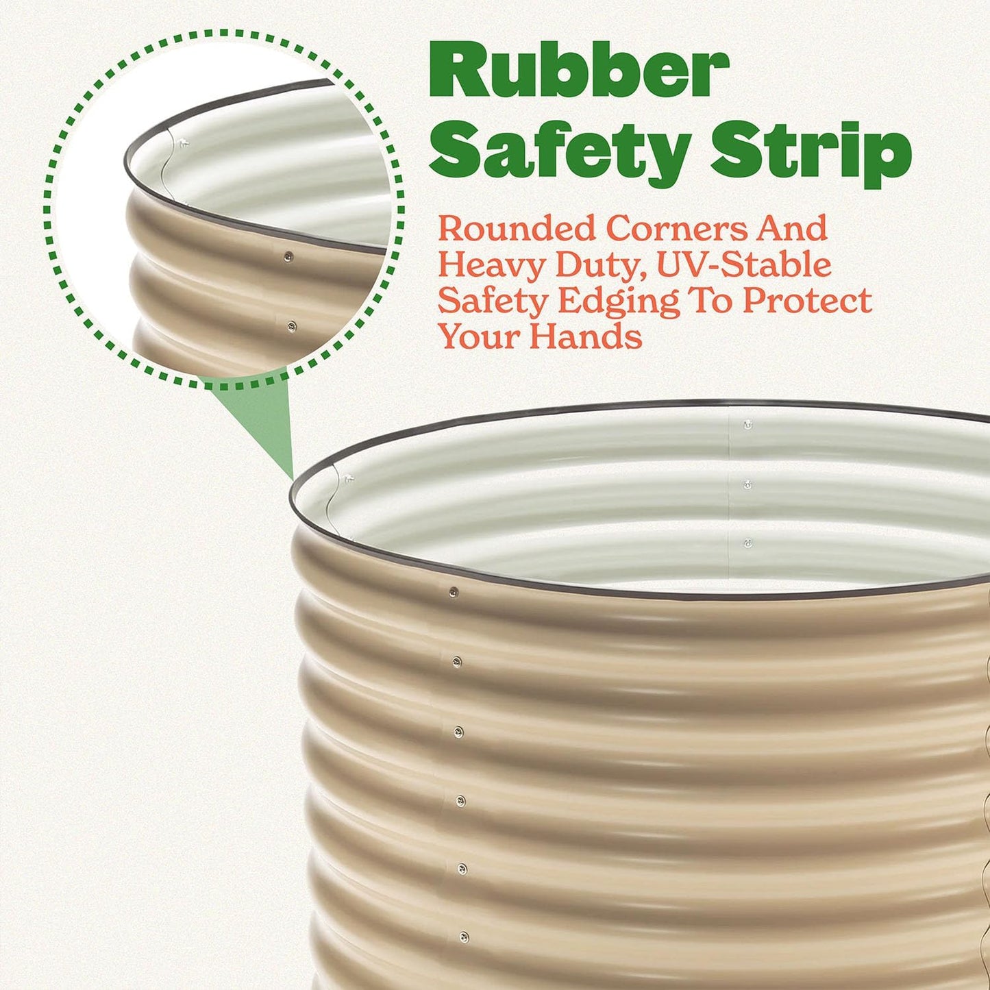 Epic Gardening 5-in-1 Modular Galvanized Raised Garden Bed Kit, 15" Tall Metal Planter Box, Durable Aluzinc Steel Raised Garden Bed Outdoor for Vegetables, Herbs, Flowers & Fruits - Round - Light Clay