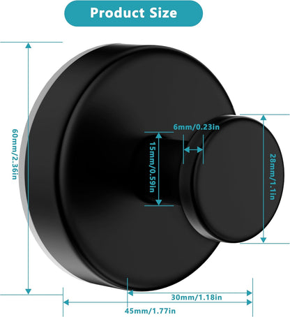 Suction Cup Hooks for Shower,Removable No Drill Towel Hooks,Upgraded 15 lbs Strong Suction hooks for Bathroom Tile,Shower Wall,Glass Door,Kitchen-Loofah,Coat,Stainless Waterproof-Matte Black 4 Pcs