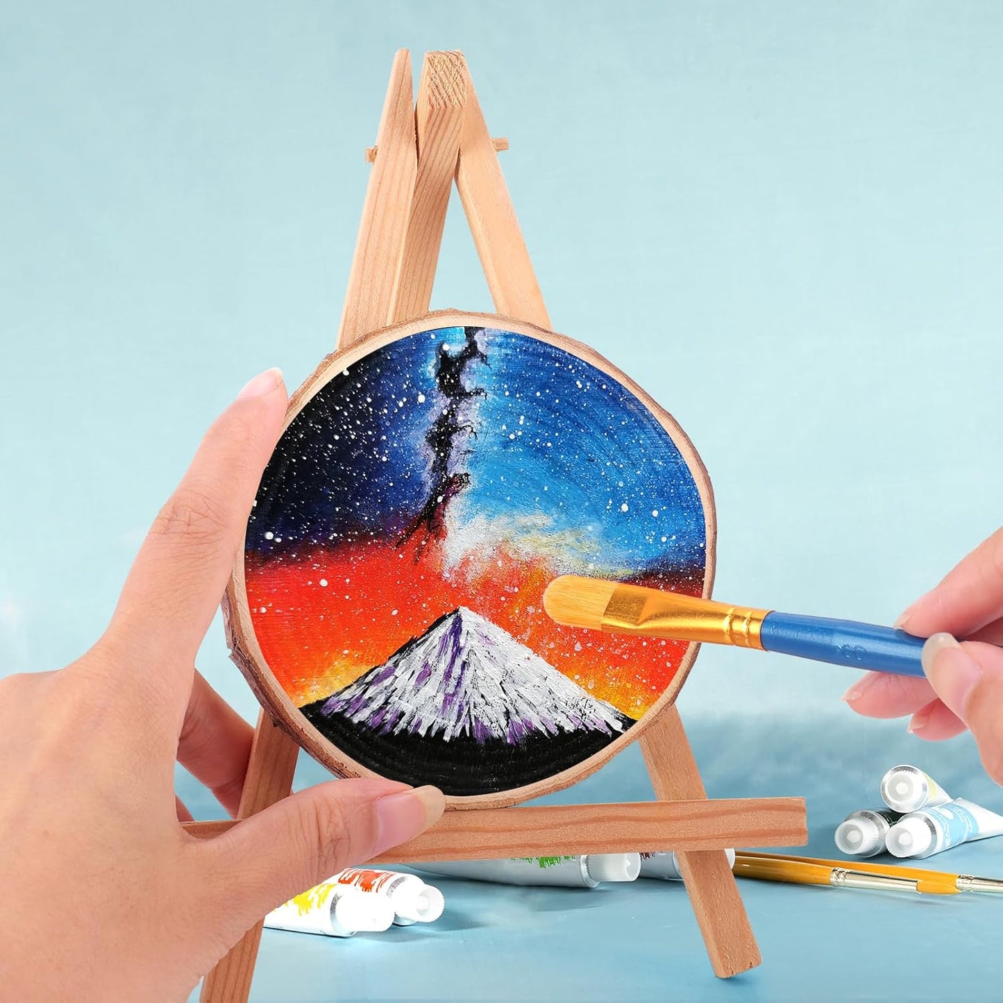 FUMILE Unfinished Natural Wood Slices 3.5-4 Inch, 10 PCS Round Wooden Discs with Tree Bark, Wood Rounds for Crafts Christmas Ornaments, Wood Circles for Rustic Wedding Decoration