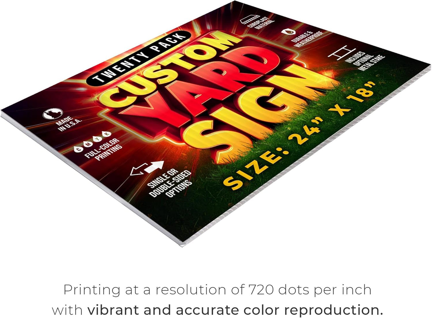 20 Pack 24"x18" Custom Yard Signs with Stakes, Personalized Yard Signs for Outdoors, Customized Full Color Print Corrugated Signs for Business