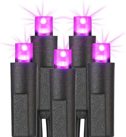 Brizled Purple Halloween Lights, 33ft 100 LED 5mm Wide Angle Halloween String Lights, 120V UL Certified Connectable Light String Purple Mini Light for Party Indoor Outdoor Tree Decoration, Black Wire