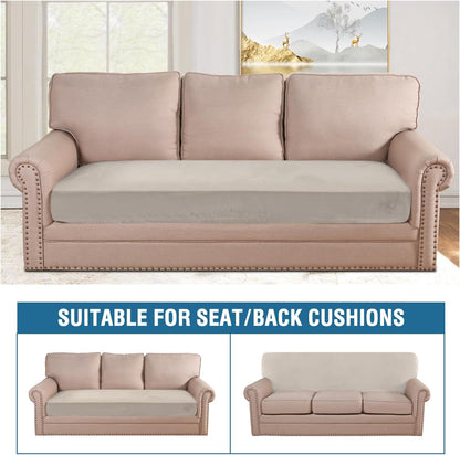 H.VERSAILTEX Velvet Stretch Individual Couch Cushion Cover Plush Cushion Slipcover for Loveseat Sofa Cushion Furniture Protector Seat Cushion Sofa Cover (1 Piece Sofa Cushion Cover, French Oak)