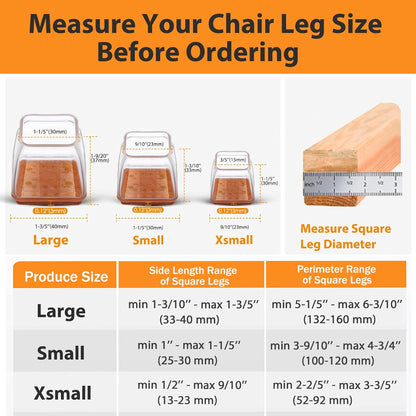 36Pcs Square Chair Leg Floor Protectors, Felt Furniture Pads for Hardwood Floors, Chair Leg Protectors for Hardwood Floors, Floor Protectors for Chairs, No Scratches and Reduce Noise - XSmall Size