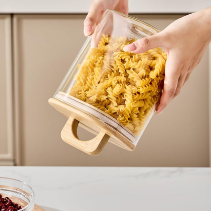 Sweejar 2 qt Glass Food Storage Jars with Airtight Lid, Half Gallon Laundry Pods Container, 64 oz Glass Jars for Laundry Room Organization, 2 Pack