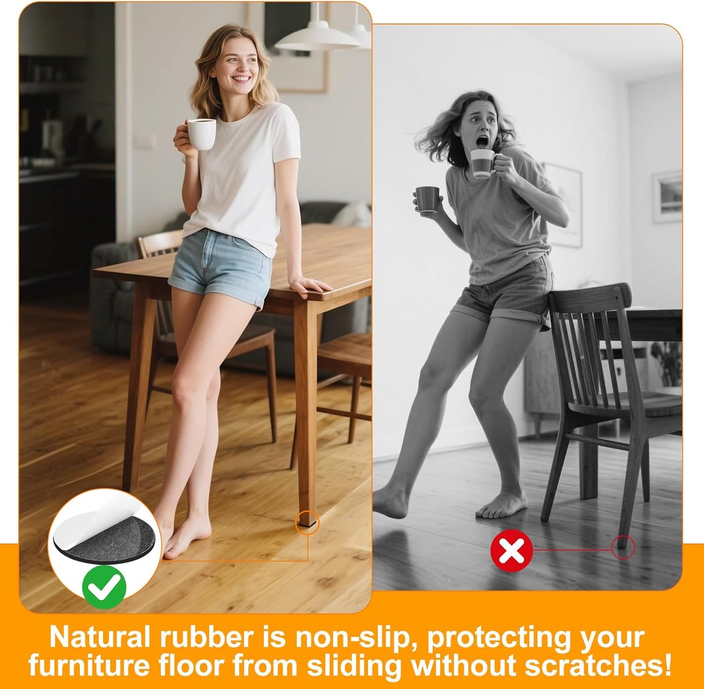 CHUNZEXI Non Slip Furniture Pads - 32 Premium Furniture Grippers Self Adhesive Rubber Furniture Feet, Anti Slide Furniture Hardwood Floor Protector for Keep Couch Stoppers (1.5 inch Round)