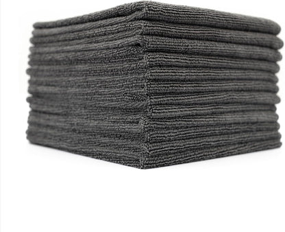 The Rag Company - All-Purpose Microfiber Terry Cleaning Towels - Commercial Grade, Highly Absorbent, Lint-Free, Streak-Free, Kitchens, Bathrooms, Offices, 300gsm, 12in x 12in, Grey (12-Pack)