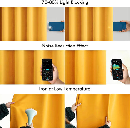 MIULEE Yellow Back Tab Blackout Curtains 84 Inch Length 2 Panels Set for Living Room Bedroom Privacy, Rod Pocket/Pinch Pleat Thermal Insulated Room Darkening Pleated Light Blocking Drapes