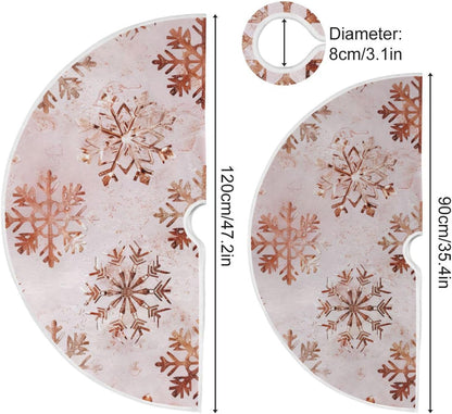 Christmas Tree Skirt, 36 Inch Rose Gold Snowflakes Pattern Xmas Tree Skirt for Christmas New Year Party Decorations Christmas Tree Mat