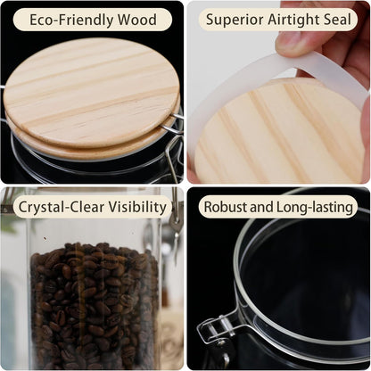 Glass Coffee Canister Coffee Containers for Ground Coffee Coffee Bean Storage Airtight Seal with Locking Clamp, Coffee Bar Accessories Perfect for Kitchen Storage