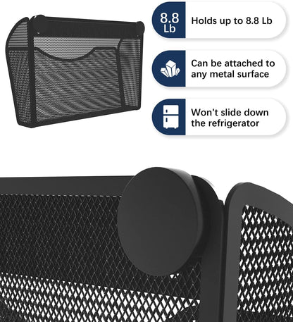 1-Tier Magnetic File Holder - No Drilling Installation File Organizer, Large Capacity Magnetic File Holder for Refrigerator, File Cabinets, Whiteboard, Office, Kitchen