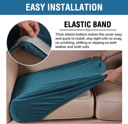 H.VERSAILTEX Velvet Stretch Couch Cushion Cover Plush Cushion Slipcover for Chair Loveseat Sofa Cushion Furniture Protector Seat Cushion Sofa Cover (3 Piece Sofa Cushion Covers, Deep Teal)