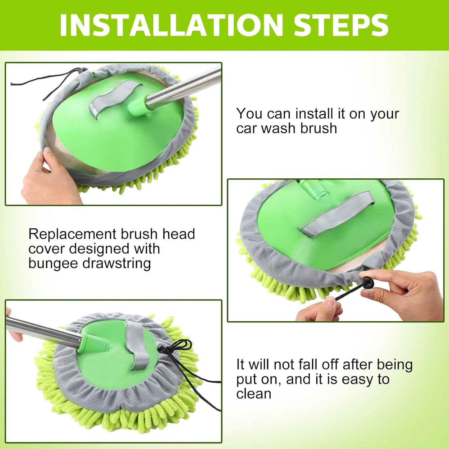 Layhit 5 Pcs Car Wash Mitt Set, Brush Not Included, Microfiber Mitt Cleaning Car Truck Washing Tools Kit RV Pickup Chenille Scratch Replacement (Royal Blue and Green)